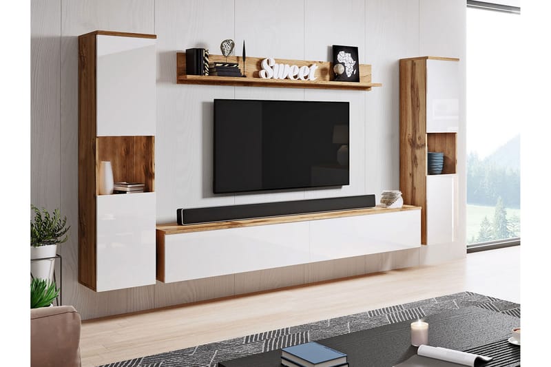 Tv-møbelsett - Natur/Hvit - Møbler - Mediamøbel & tv møbel - TV-møbelsett