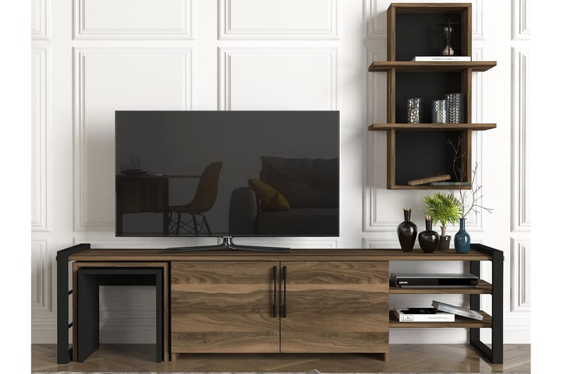 Varrato TV-Møbelsett 180 cm - Valnøtt|Svart - Møbler - Mediamøbel & tv møbel - TV-møbelsett