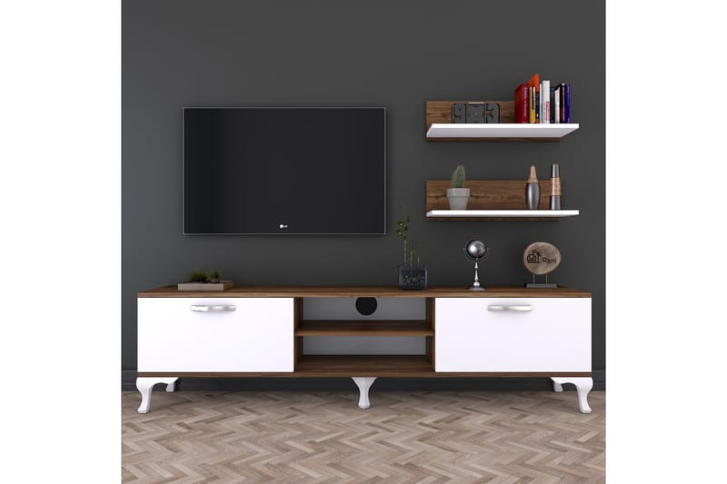 Virkesbo TV-Benk 150 cm - Hvit/Brun - Møbler - Medie- & TV-møbler - TV-møbelsett