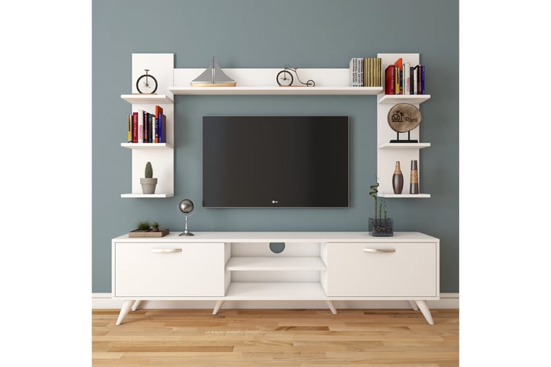 Virkesbo TV-Benk 180 cm - Hvit - Møbler - Medie- & TV-møbler - TV-møbelsett