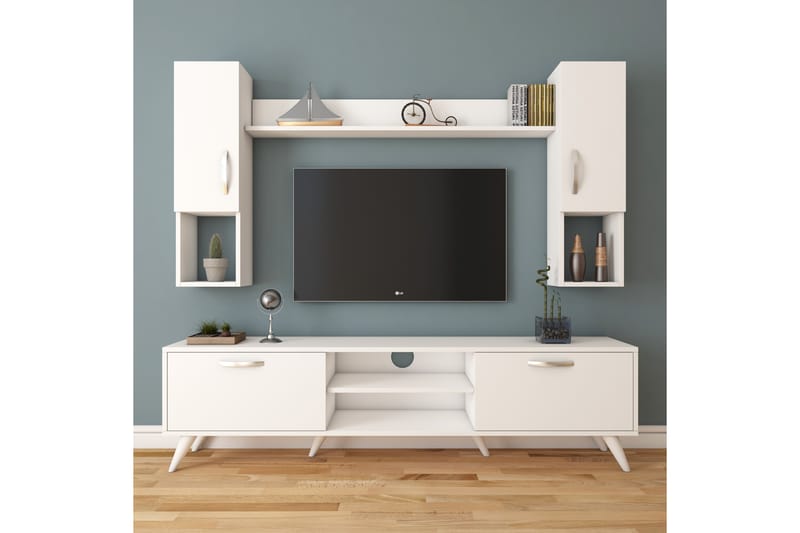 Virkesbo TV-Benk 180 cm - Hvit - Møbler - Medie- & TV-møbler - TV-møbelsett