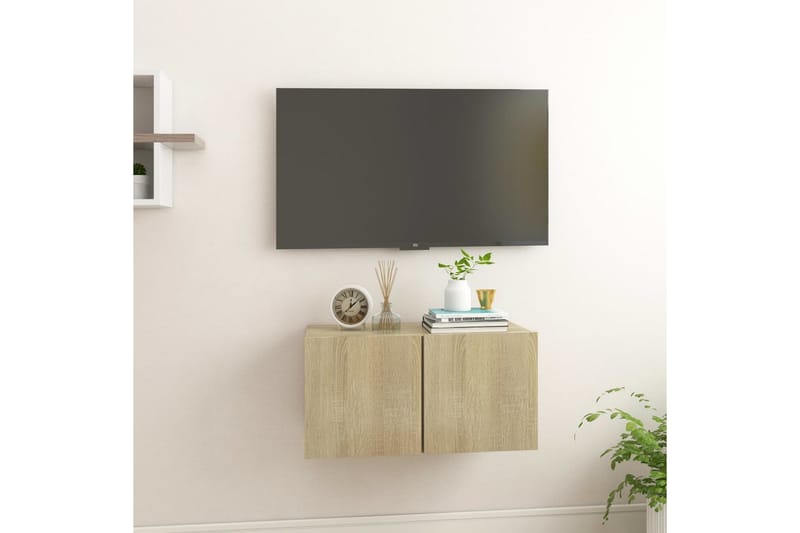Hengende TV-benk sonoma eik 60x30x30 cm - Brun - Møbler - Mediamøbel & tv møbel - TV-skap