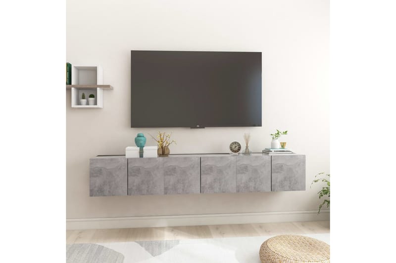 Hengende TV-benker 3 stk betonggrå 60x30x30 cm - Grå - Møbler - Medie- & TV-møbler - TV-skap