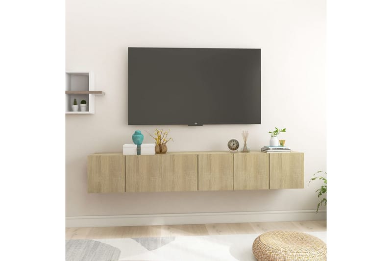 Hengende TV-benker 3 stk sonoma eik 60x30x30 cm - Brun - Møbler - Mediamøbel & tv møbel - TV-møbelsett