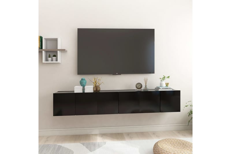 Hengende TV-benker 3 stk svart 60x30x30 cm - Svart - Møbler - Mediamøbel & tv møbel - TV-skap