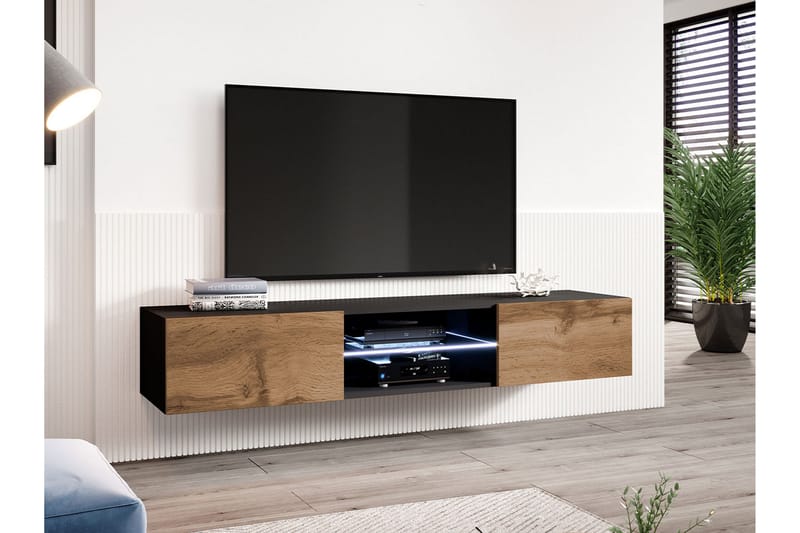 Narbonne Tv-skap RGB LED - Natur/Svart - Møbler - Medie- & TV-møbler - TV-skap
