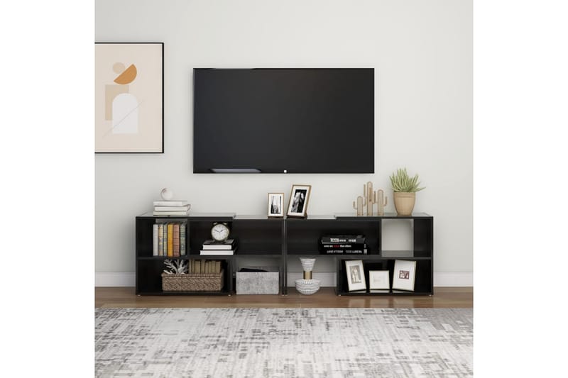 TV-benk høyglans svart 149x30x52 cm sponplate - Svart - Møbler - Medie- & TV-møbler - TV-skap