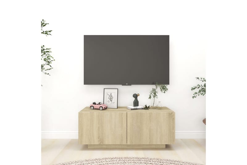 TV-benk sonoma eik 100x35x40 cm sponplate - Brun - Møbler - Mediamøbel & tv møbel - TV-skap