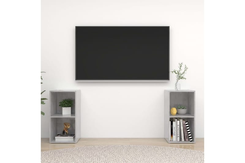 TV-benker 2 stk betonggrå 72x35x36,5 cm sponplate - Grå - Møbler - Medie- & TV-møbler - TV-skap