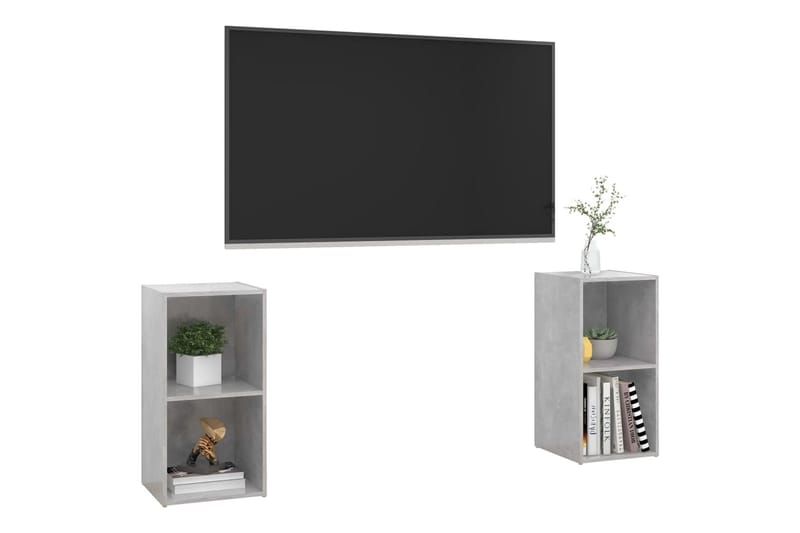 TV-benker 2 stk betonggrå 72x35x36,5 cm sponplate - Grå - Møbler - Medie- & TV-møbler - TV-skap