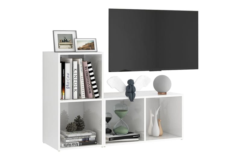 TV-benker 2 stk høyglans hvit 72x35x36,5 cm sponplate - Hvit - Møbler - Medie- & TV-møbler - TV-skap