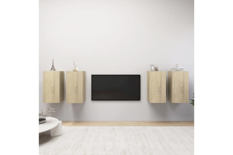 TV-benker 4 stk sonoma eik 30,5x30x60 cm sponplate - Brun - Møbler - Mediamøbel & tv møbel - TV-skap