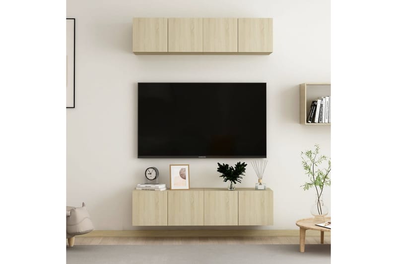 TV-benker 4 stk sonoma eik 60x30x30 cm sponplate - Brun - Møbler - Mediamøbel & tv møbel - TV-skap