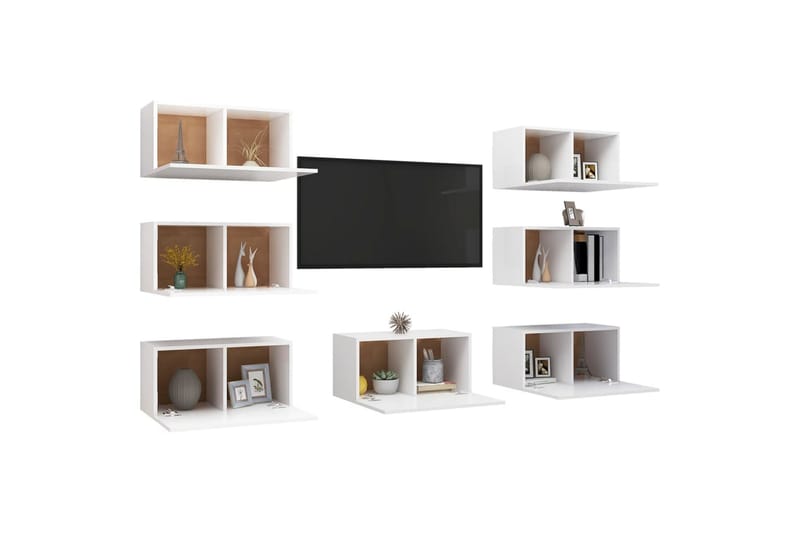 TV-benker 7 stk hvit 30,5x30x60 cm sponplate - Hvit - Møbler - Mediamøbel & tv møbel - TV-skap
