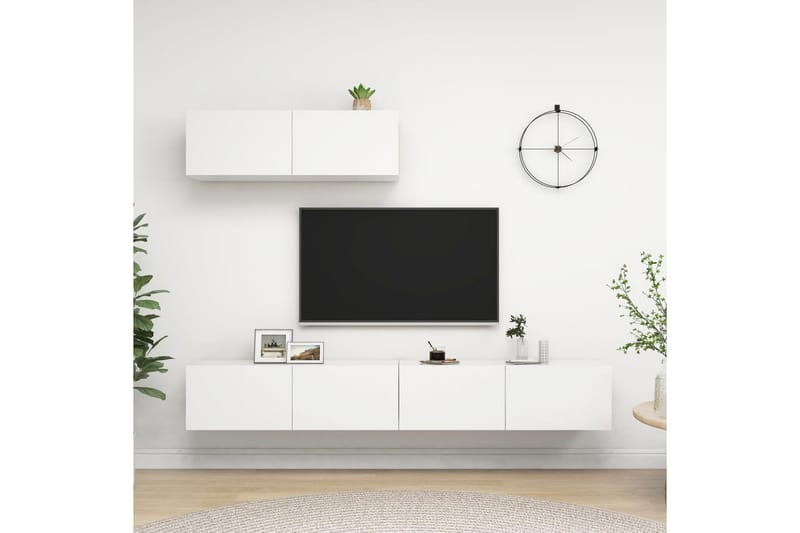 TV-benksett 3 deler hvit sponplate - Hvit - Møbler - Mediamøbel & tv møbel - TV-skap