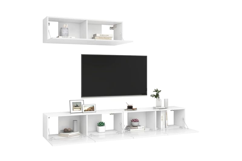 TV-benksett 3 deler hvit sponplate - Hvit - Møbler - Medie- & TV-møbler - TV-skap