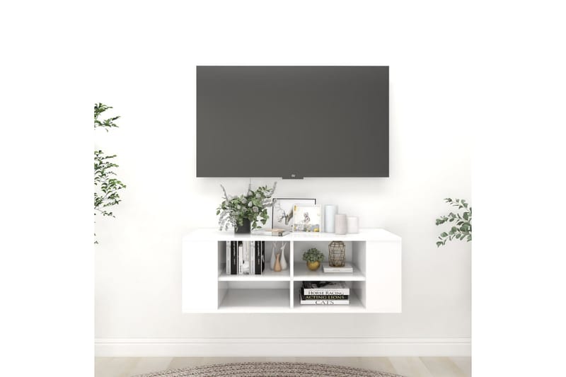 Vegghengt TV-benk hvit 102x35x35 cm sponplate - Hvit - Møbler - Mediamøbel & tv møbel - TV-skap