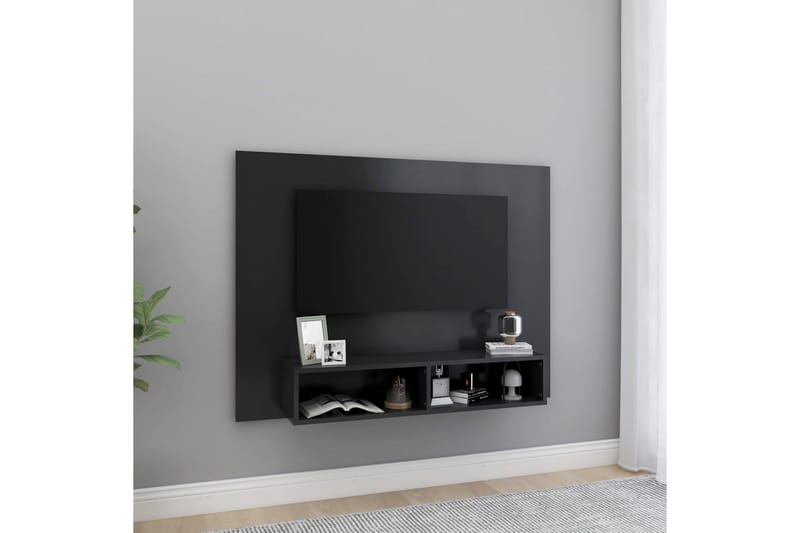 Veggmontert TV-benk grå 120x23,5x90 cm sponplate - Grå - Møbler - Mediamøbel & tv møbel - TV-skap