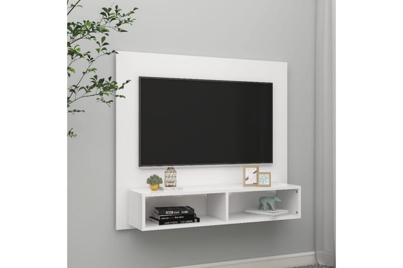 Veggmontert TV-benk hvit 102x23,5x90 cm sponplate - Hvit - Møbler - Mediamøbel & tv møbel - TV-skap