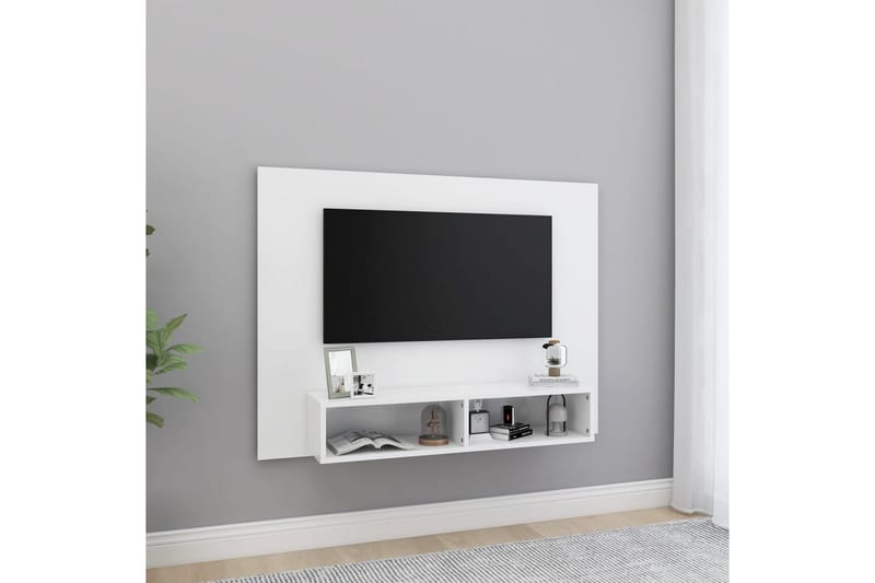 Veggmontert TV-benk hvit 120x23,5x90 cm sponplate - Hvit - Møbler - Mediamøbel & tv møbel - TV-skap