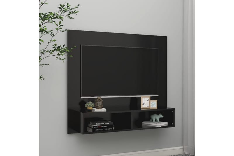 Veggmontert TV-benk svart 102x23,5x90 cm sponplate - Svart - Møbler - Mediamøbel & tv møbel - TV-skap