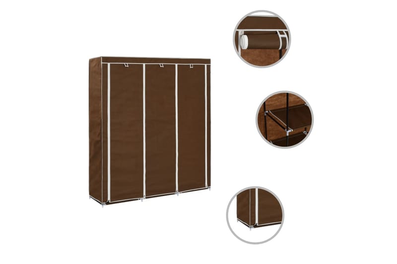 Garderobe med skap og stenger brun 150x45x175 cm stoff - Møbler - Oppbevaring - Garderober & garderobesystem
