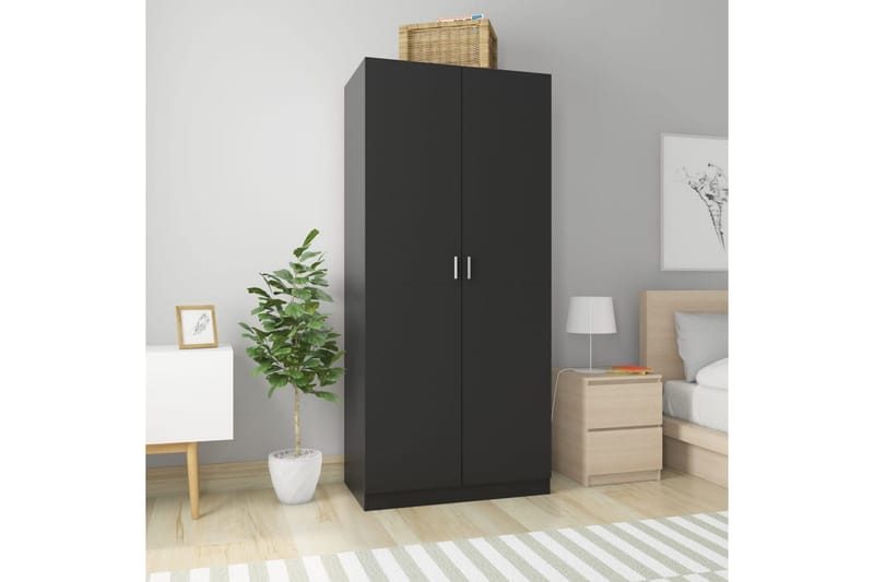 Garderobe svart 90x52x200 cm sponplate - Møbler - Oppbevaring - Garderober & garderobesystem