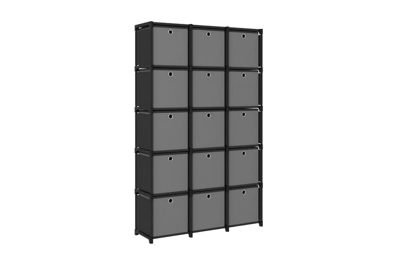 Displayhylle med 15 kuber og bokser svart 103x30x175,5 cm - Svart - Møbler - Oppbevaring - Hyller