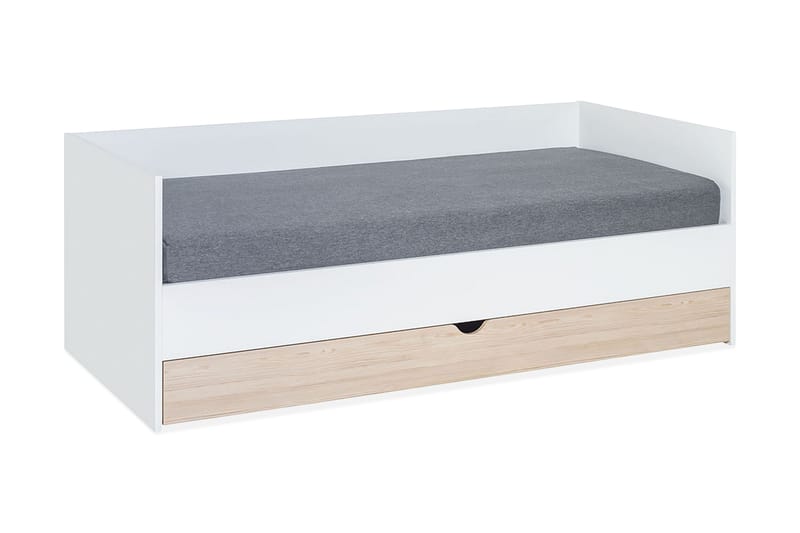 Stige seng med Ekstraseng 90x200 cm Hvit/Tre/Natur - Hvit/Tre/natur - Møbler - Senger - Gjesteseng & ekstraseng - Uttrekkbar seng