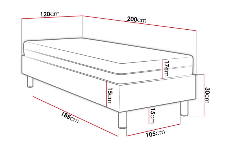 Adeliza Kontinentalseng 120x200 cm+Panel 40 cm - Blå - Møbler - Senger - Komplett sengepakke