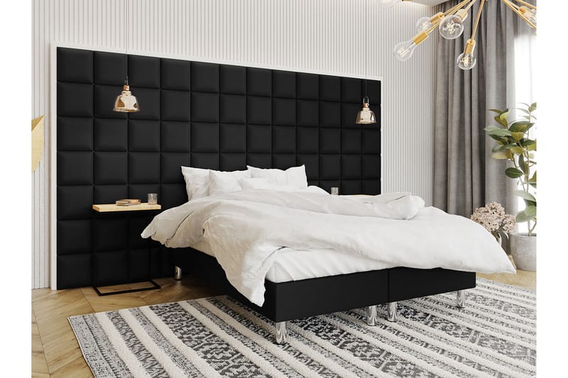 Adeliza Kontinentalseng 140x200 cm+Panel 30 cm - Svart - Møbler - Senger - Komplett sengepakke