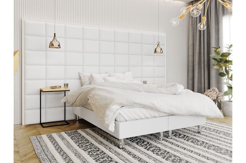 Adeliza Kontinentalseng 140x200 cm+Panel 40 cm - Hvit - Møbler - Senger - Komplett sengepakke