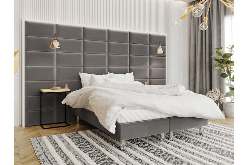 Adeliza Kontinentalseng 140x200 cm+Panel 60 cm - Grå - Møbler - Senger - Komplett sengepakke