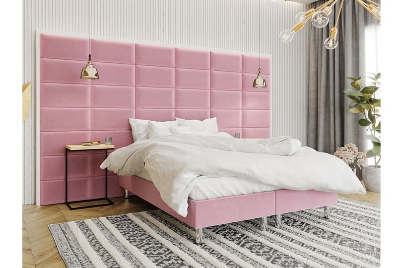 Adeliza Kontinentalseng 140x200 cm+Panel 60 cm - Rosa - Møbler - Senger - Komplett sengepakke