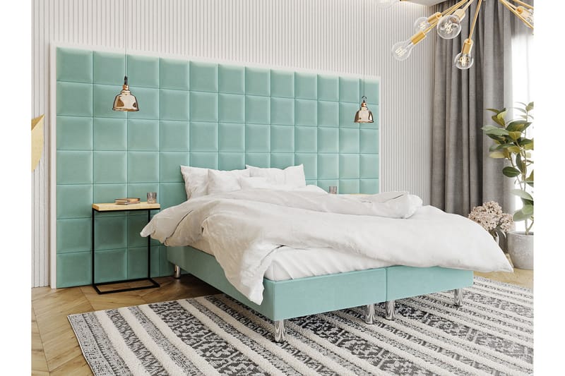 Adeliza Kontinentalseng 160x200 cm+Panel 30 cm - Grønn - Møbler - Senger - Komplett sengepakke