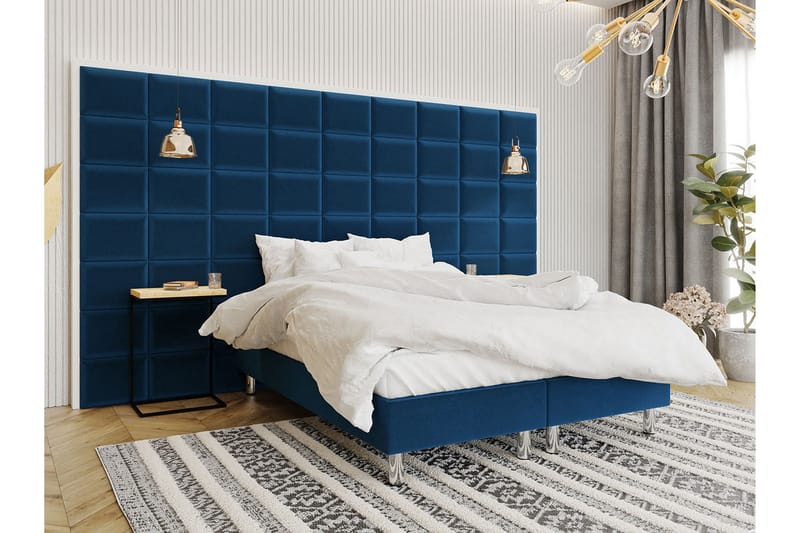 Adeliza Kontinentalseng 160x200 cm+Panel 40 cm - Blå - Møbler - Senger - Komplett sengepakke