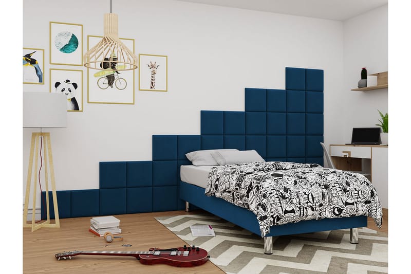 Adeliza Kontinentalseng 80x200 cm+Panel 30 cm - Blå - Møbler - Senger - Komplett sengepakke