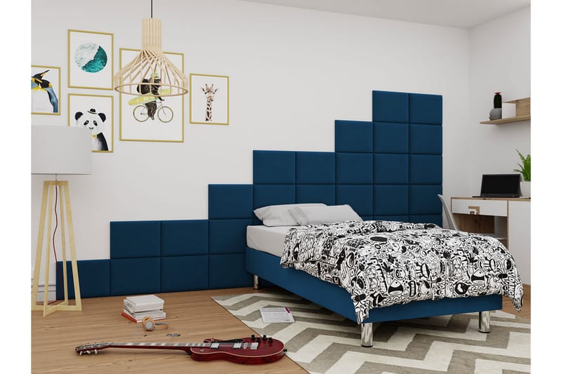 Adeliza Kontinentalseng 80x200 cm+Panel 40 cm - Blå - Møbler - Senger - Komplett sengepakke