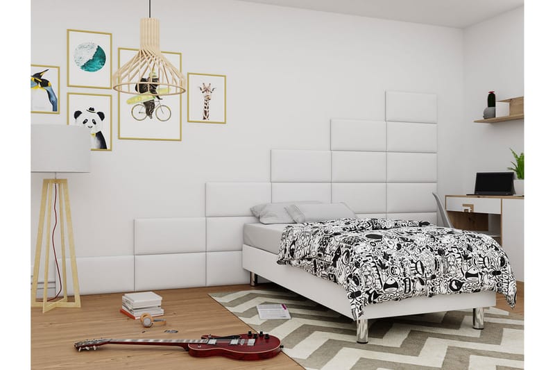 Adeliza Kontinentalseng 90x200 cm+Panel 60 cm - Hvit - Møbler - Senger - Komplett sengepakke