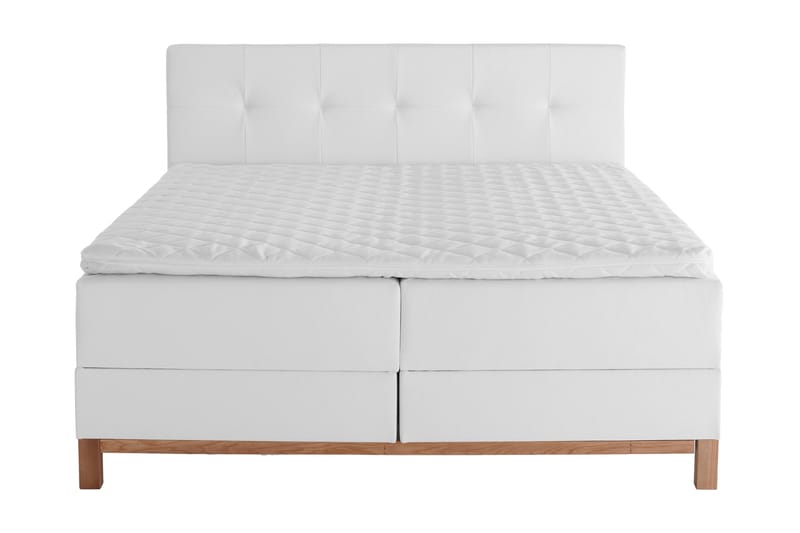 Boksfjærseng Catania, syntetisk skinn Hvit, 160x200 cm - Møbler - Senger - Komplett sengepakke