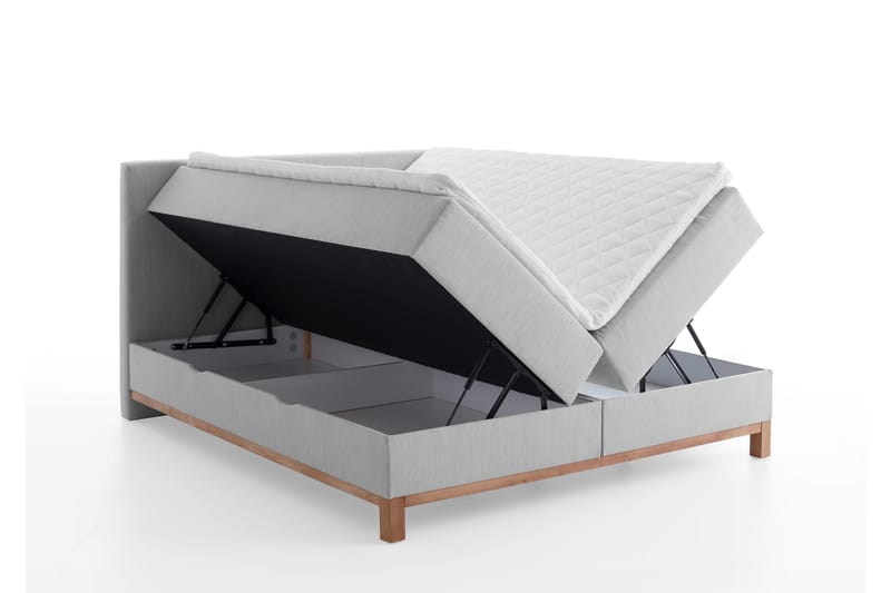 Boxspring bed Catania, Cover Melva, 180x200 cm, light grey - Møbler - Senger - Komplett sengepakke