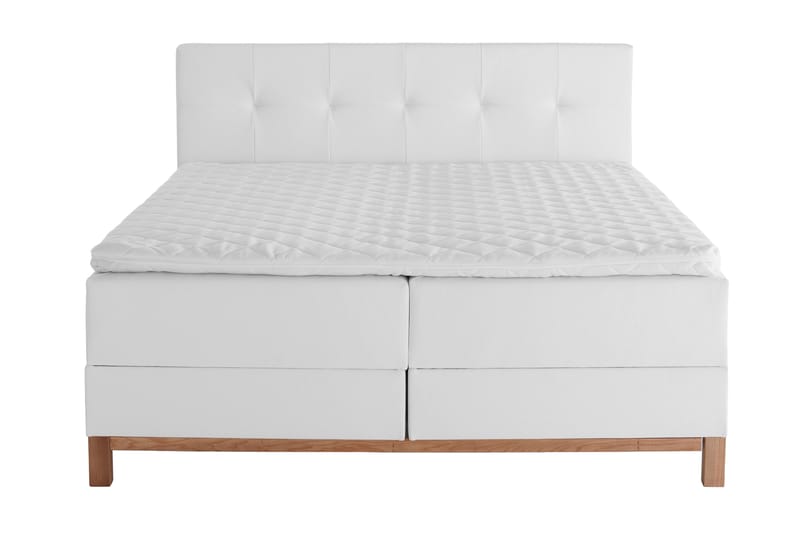 Boxspring bed Catania, synthetic leather white, 180x200 cm - Møbler - Senger - Komplett sengepakke