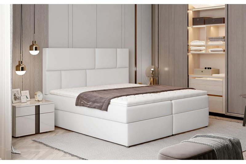 Forenca Sengepakke 160x200 cm - Lær/Hvit - Møbler - Senger - Komplett sengepakke