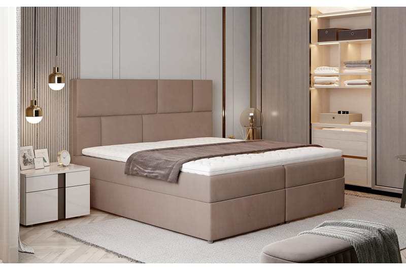 Forenca Sengepakke 160x200 cm - Lysebrun - Møbler - Senger - Komplett sengepakke