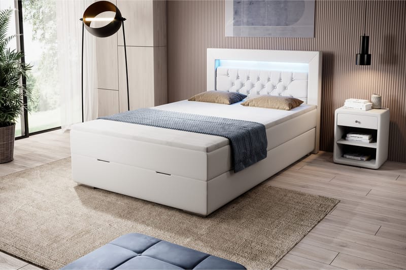 Franco Sengepakke 120x200 med Oppbevaring - Hvit - Møbler - Senger - Komplett sengepakke