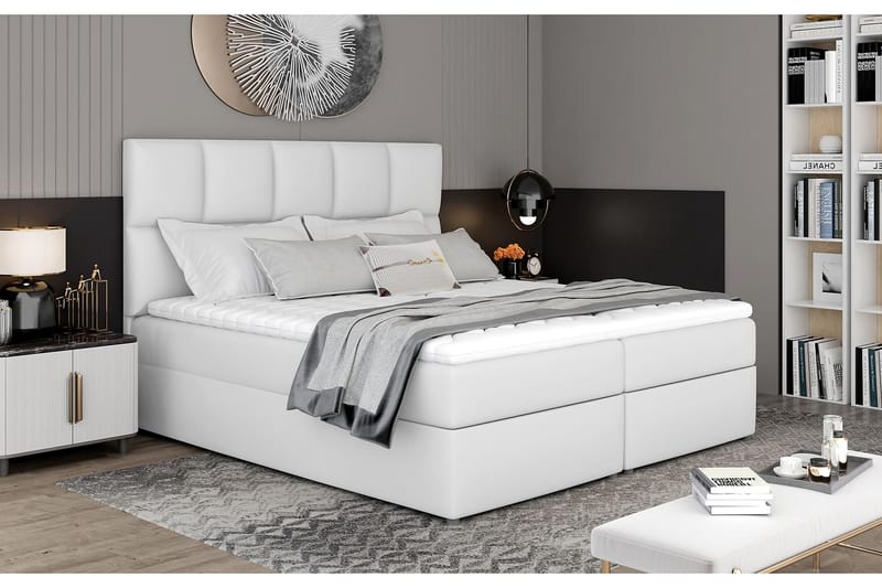 Glossa Sengepakke 160x200 cm - Lær/Hvit - Møbler - Senger - Komplett sengepakke