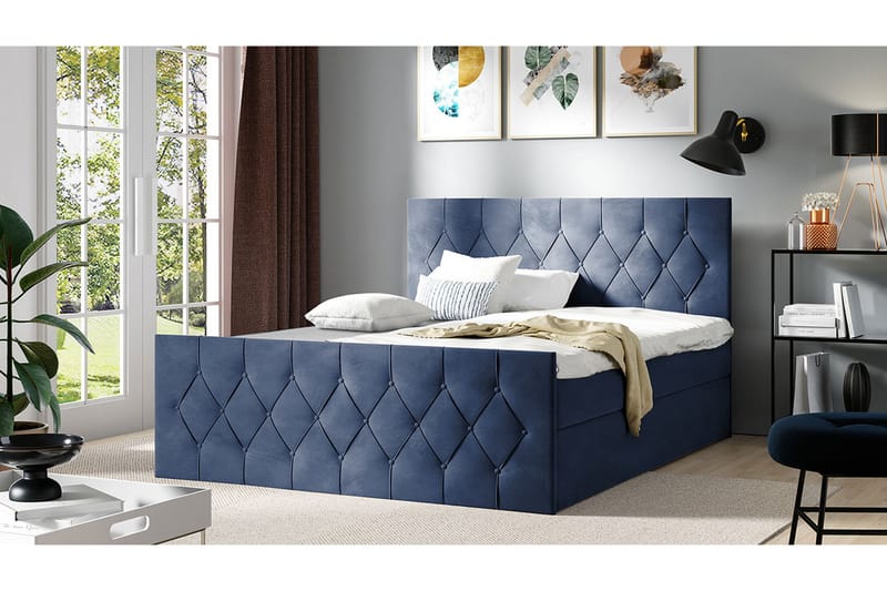 Kontinentalseng 127x216 cm - Blå - Møbler - Senger - Komplett sengepakke