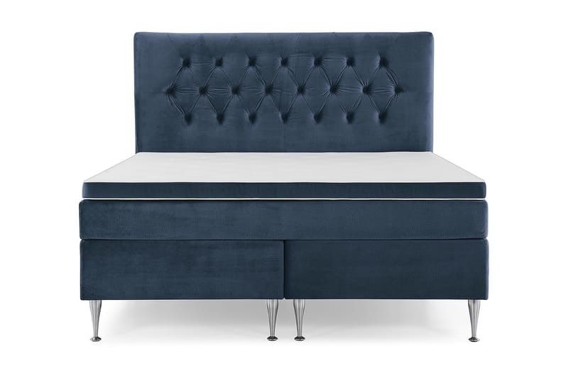 Royal Velvet Komplett Sengepakke 180x200 - Mørkeblå Fløyel/Høye Sølvben - Møbler - Senger - Komplett sengepakke