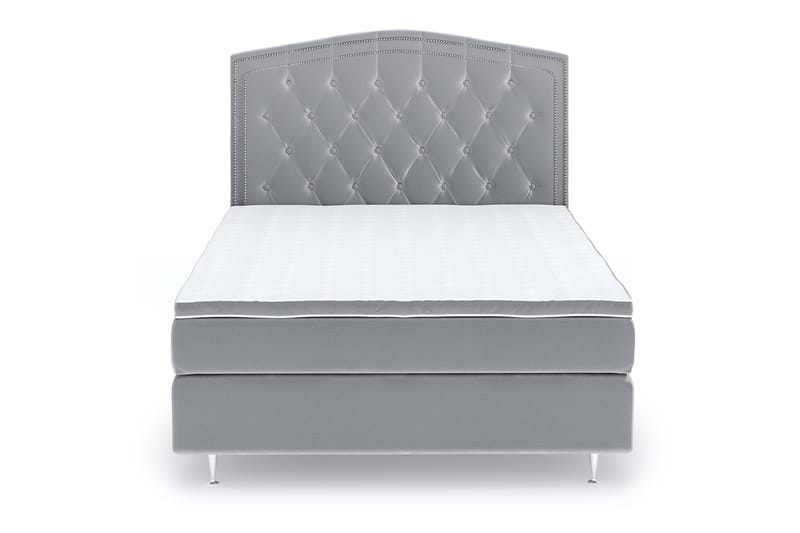 Hilton Luxury Velvet Sengepakke 120x200 - Lysegrå - Møbler - Senger - Komplett sengepakke
