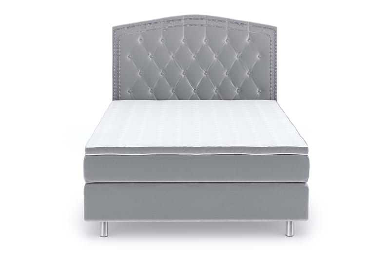 Hilton Luxury Velvet Sengepakke 120x200 - Lysegrå - Møbler - Senger - Komplett sengepakke